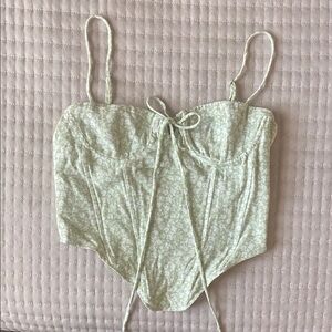 Stella Laguna Beach - Sage Green & White Floral Bustier Corset Top, Size S